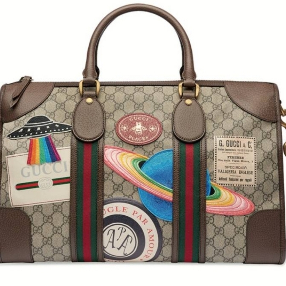 GUCCI Brown/Beige Soft GG Supreme Canvas Courrier Duffle Limited Edition